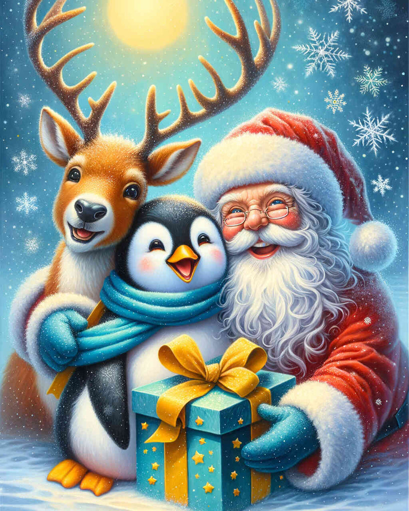 Diamond Painting - Gift Penguin Reindeer
