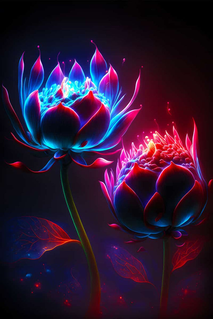 Diamond Painting - Blumenköpfe bei Nacht - gedruckt in Ultra-HD - Blumen, Neu eingetroffen, Vertikal