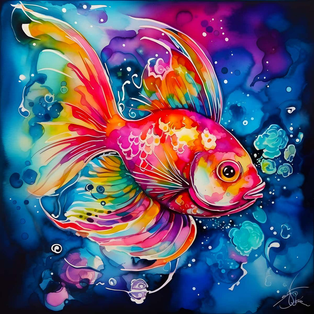 Diamond Painting - Goldfisch Abstrakt - gedruckt in Ultra-HD - Abstrakt, Fische, Neu eingetroffen, Quadratisch