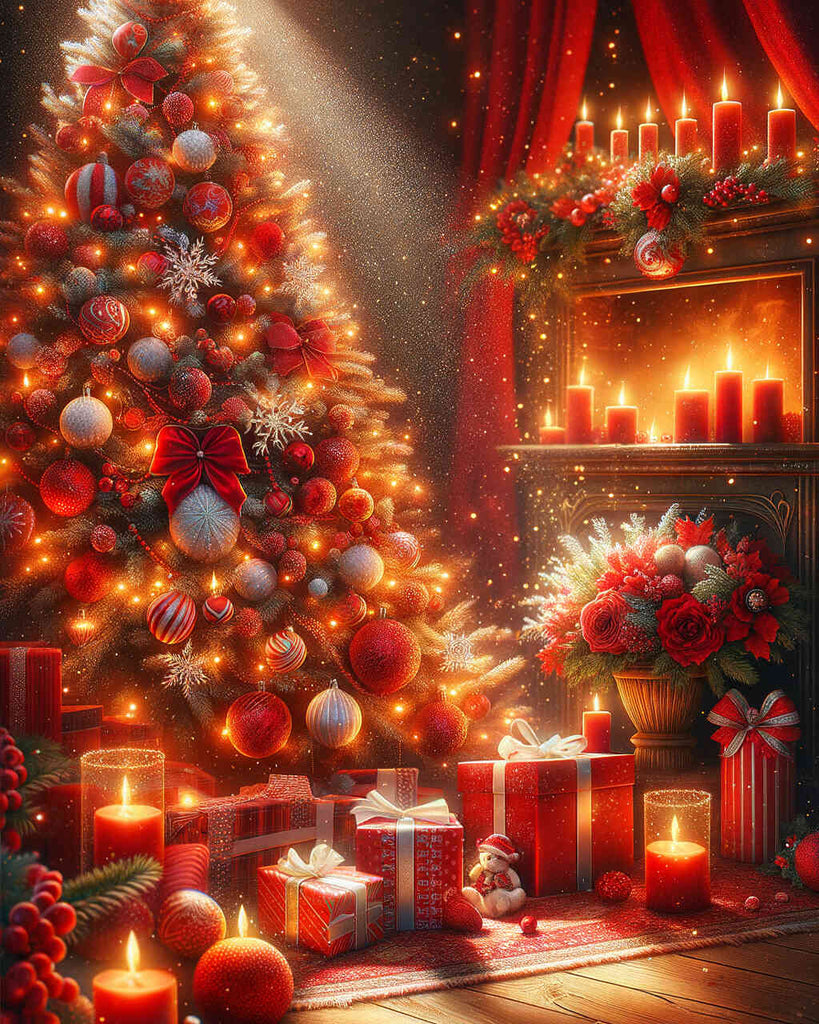 Diamond Painting - Red presents under the tree