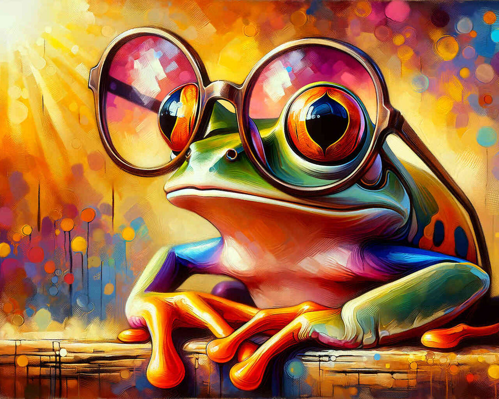 Frog wears big glasses