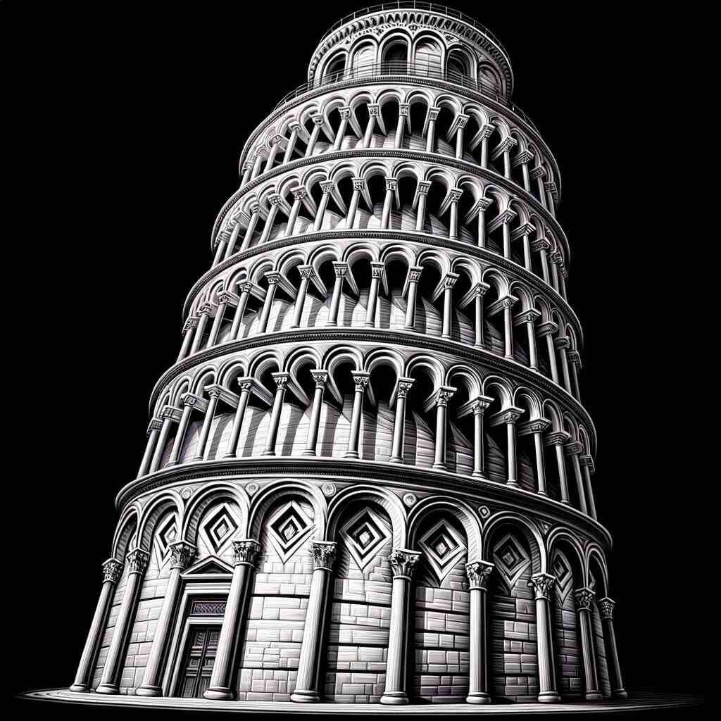 Diamond Painting - Slate Tower of Pisa Black and White