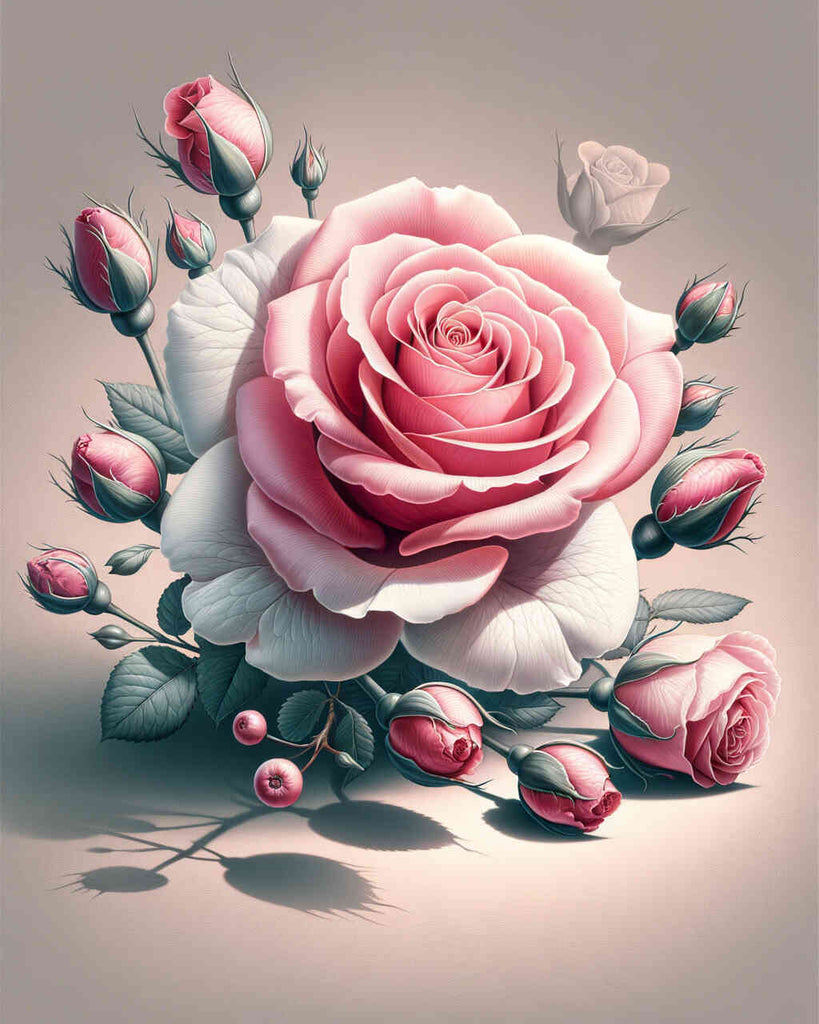 Diamond Painting - Splash of color pink rose