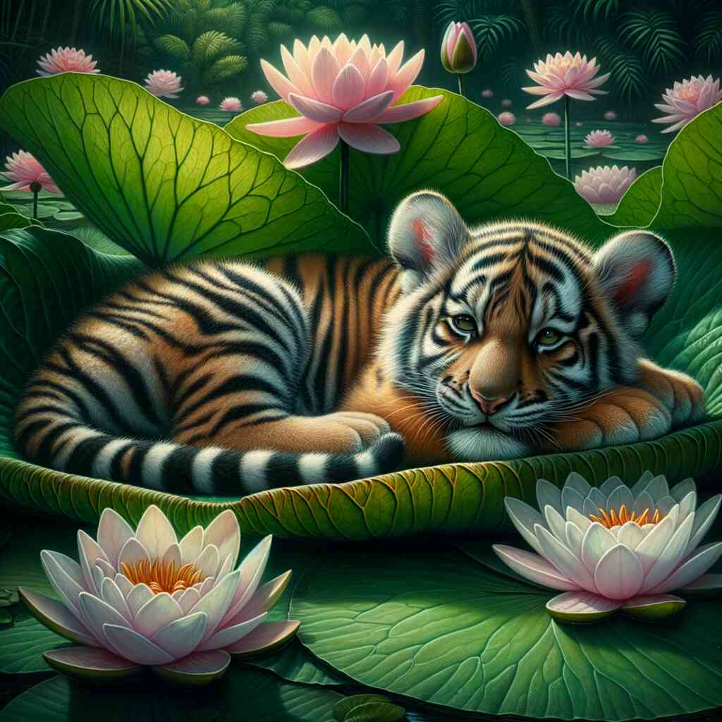 Diamond Painting - Little Tiger Water Lily