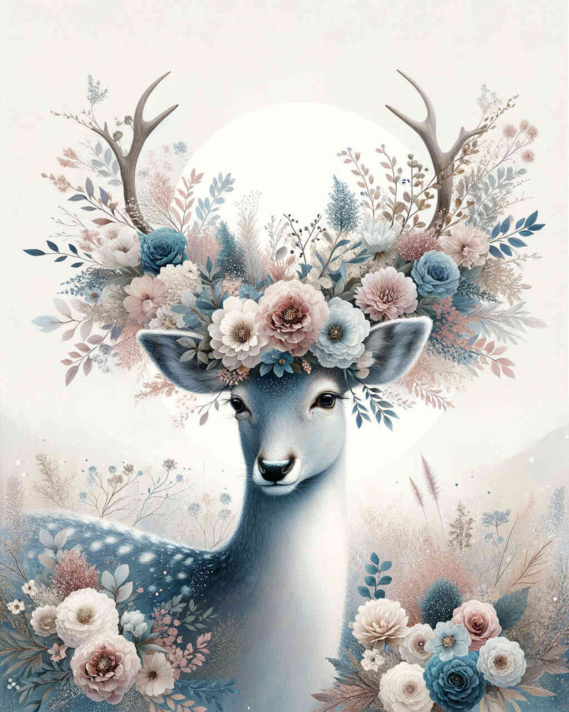 Diamond Painting - Deer on white background