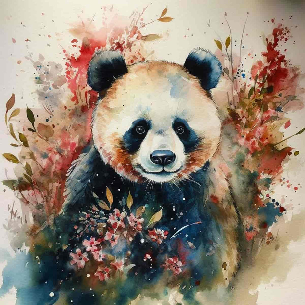 Diamond Painting - Flauschiger Pandabär - gedruckt in Ultra-HD - Aquarell, Neu eingetroffen, Panda, Quadratisch, Tiere