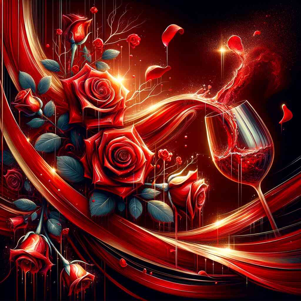 Diamond Painting - Red wine and roses