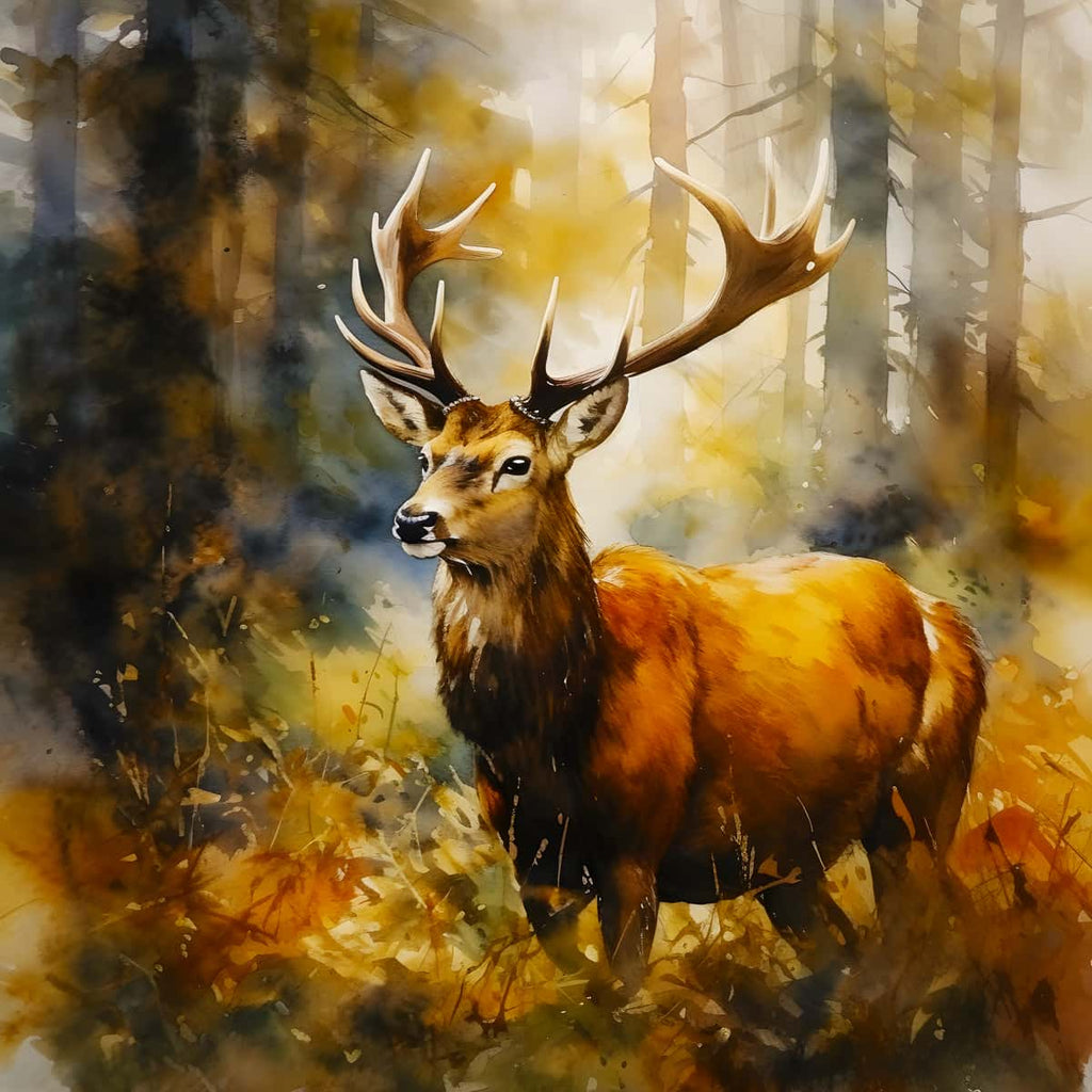 Diamond Painting - Prachtvoller Hirsch im Wald - gedruckt in Ultra-HD - Hirsch, Neu eingetroffen, Quadratisch, Tiere