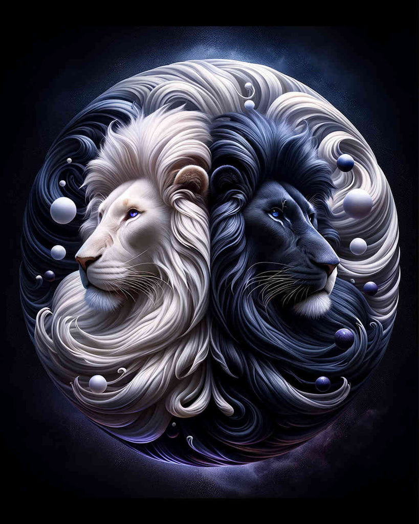 Diamond Painting - White and black lion