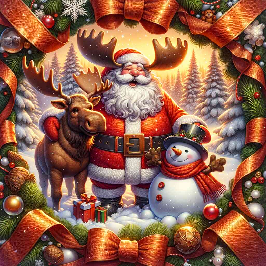 Diamond Painting - Merry Christmas Elk and Snowman