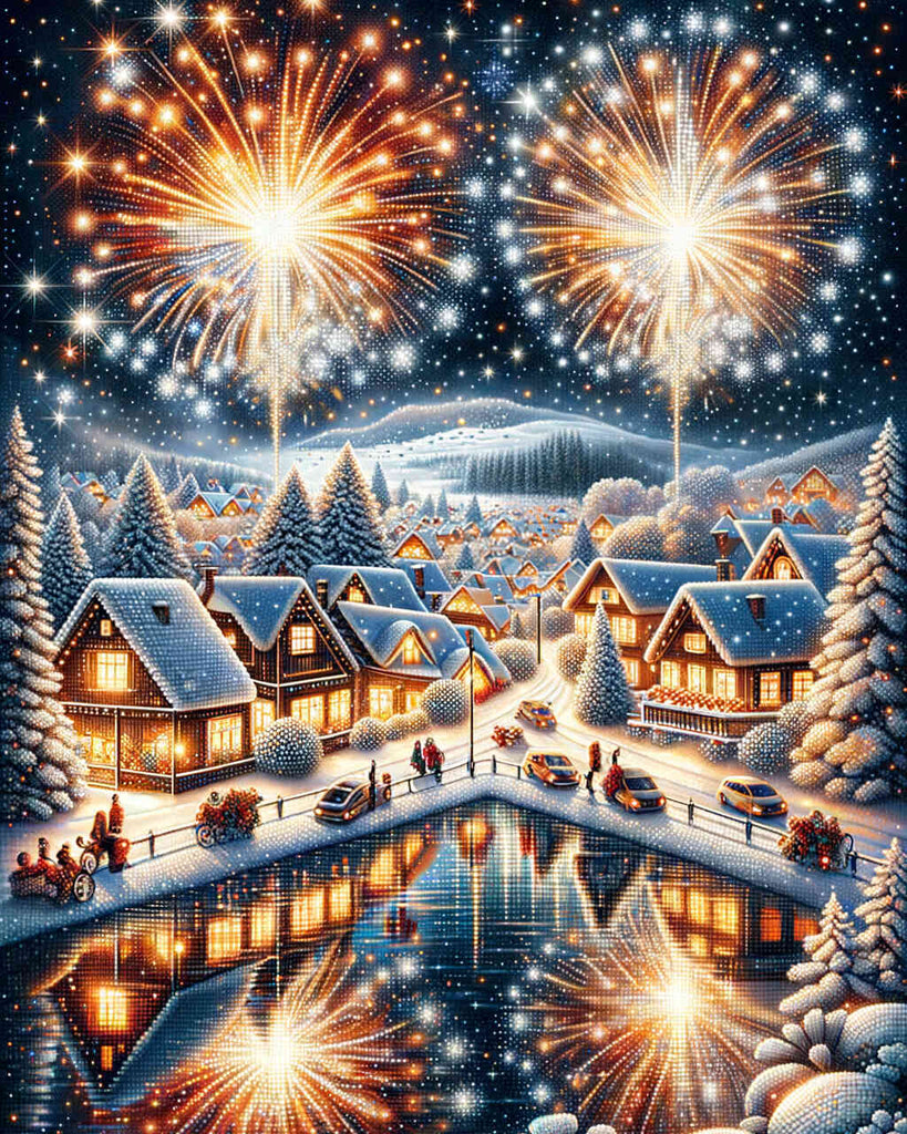 Diamond Painting - New Year's Eve, Winter Village