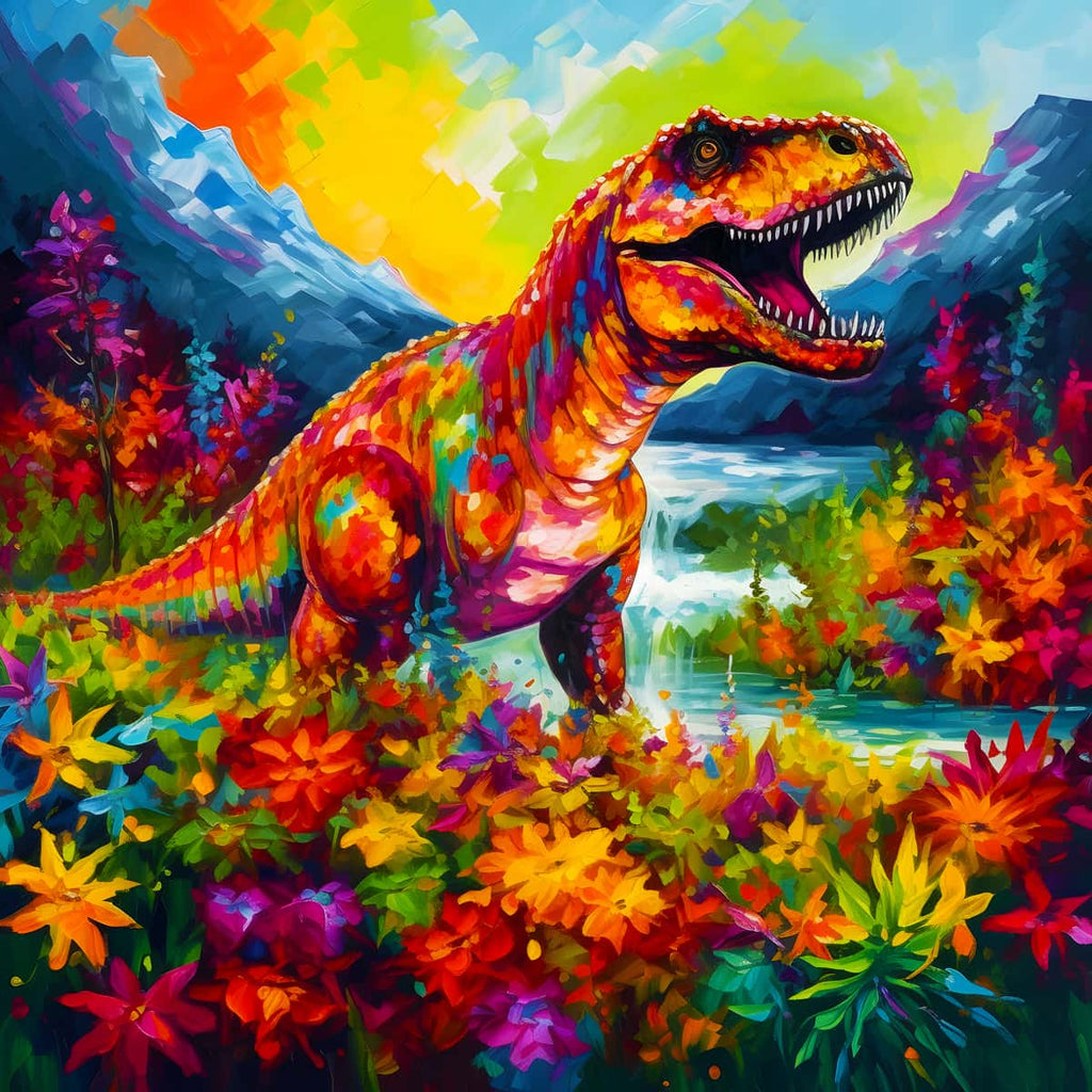 AB Diamond Painting - T-Rex bunt - gedruckt in Ultra-HD - AB Diamond, Dinosaurier, Neu eingetroffen, Quadratisch